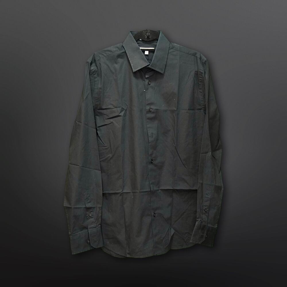 Express Fitted Black Button-Down Shirt - Size 16/16.5